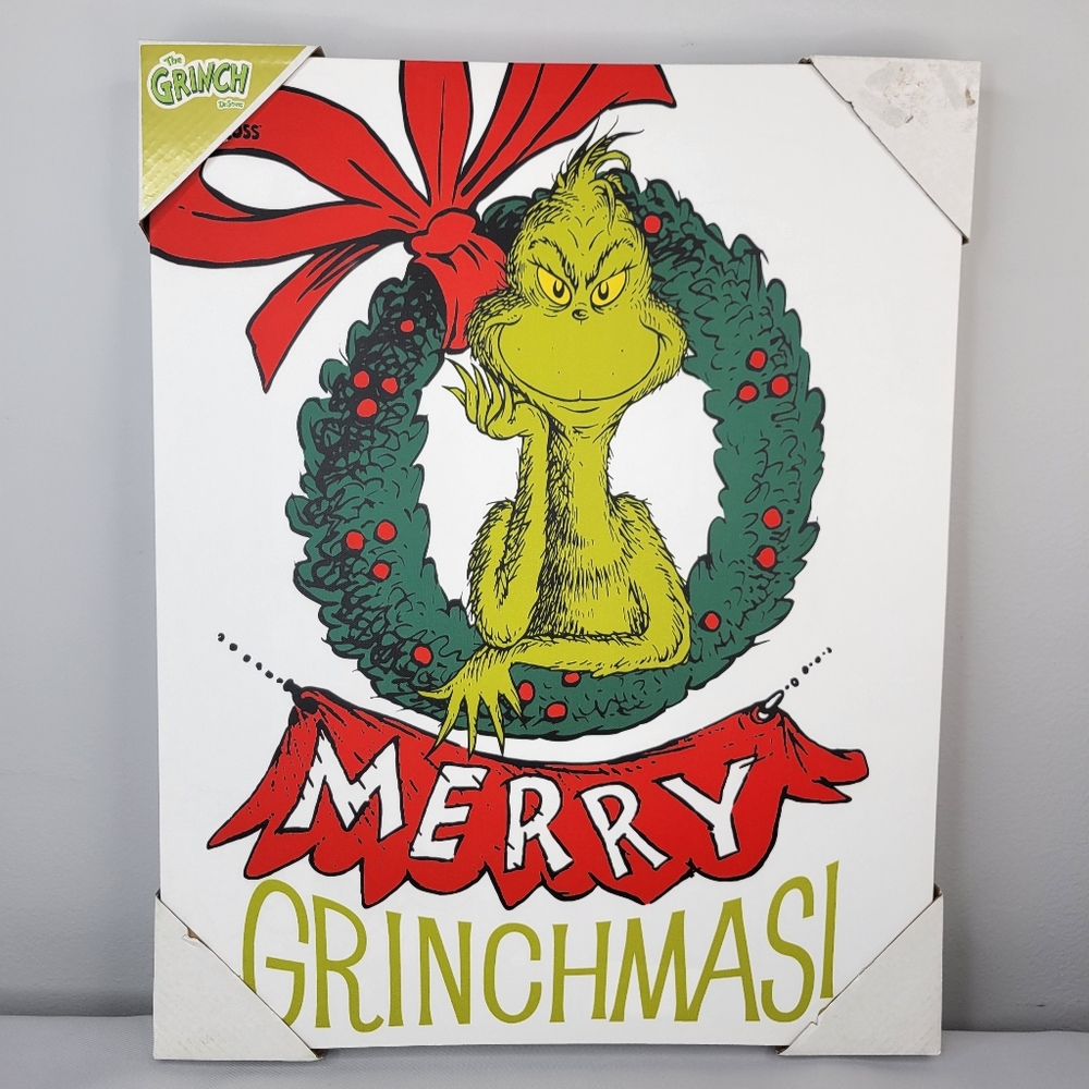 Merry Grinchmas Canvas Wall Art - The Grinch 20" x 16" x 1.5"
